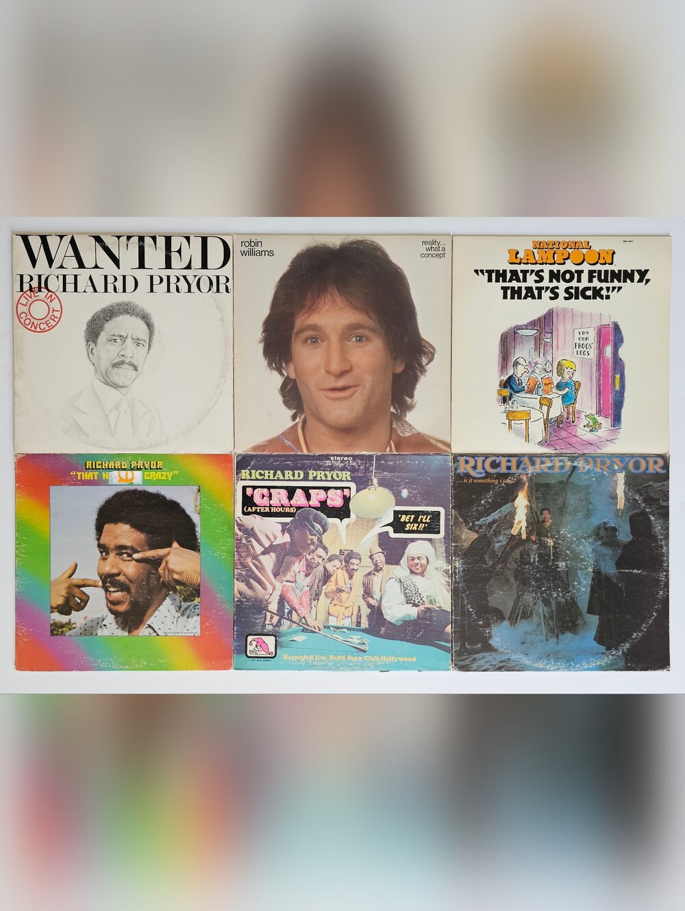 Vintage Comedy Vinyl Albums (National Lampoon, Richard Pryer, Robin Williams)